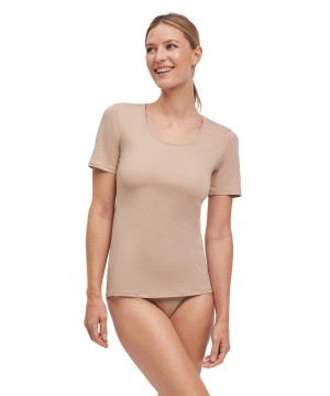 Dámské Košile Falke 2-Pack T-Shirt Round-neck Daily Comfort Hnědé | 8543FXVWP